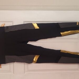 Betsey Johnson Athletic Pants In Black With Grey And Gold Accents
